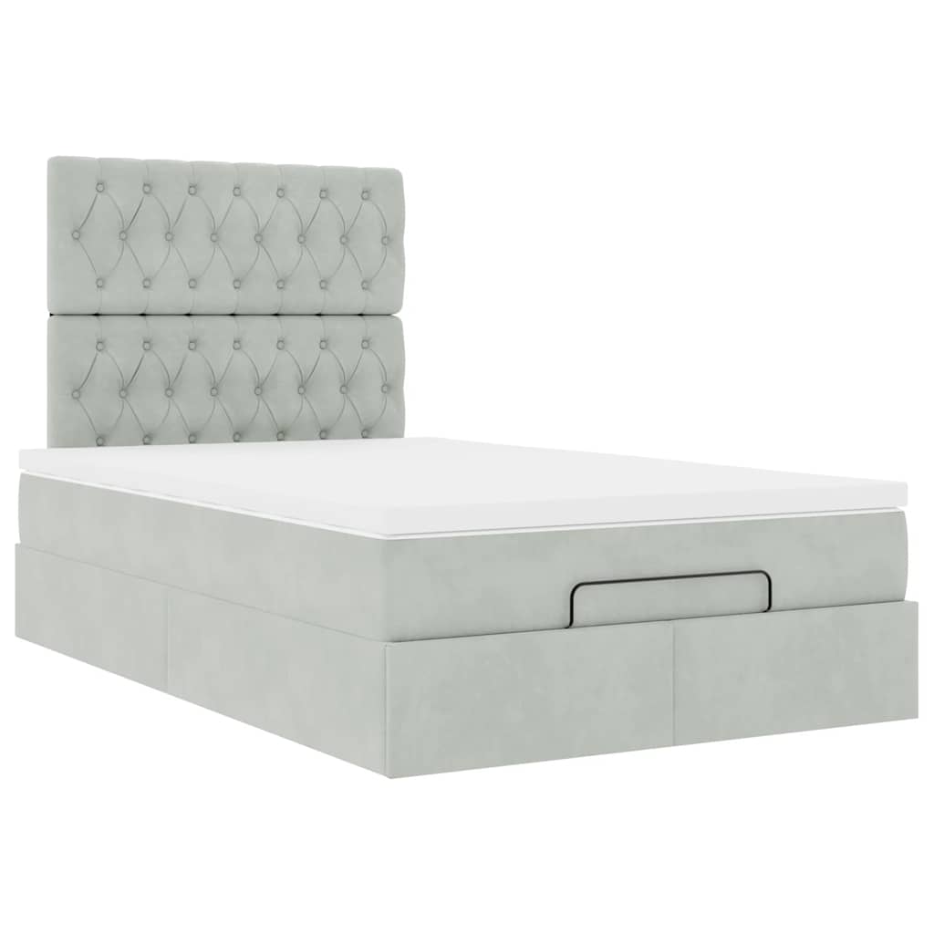 vidaXL Lit ottoman avec matelas et LED Gris clair 120x200 cm Velours