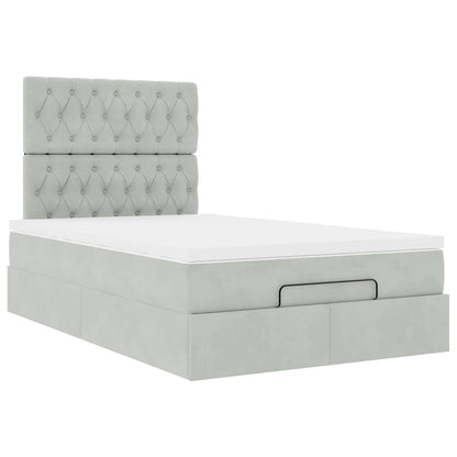 vidaXL Lit ottoman avec matelas et LED Gris clair 120x200 cm Velours