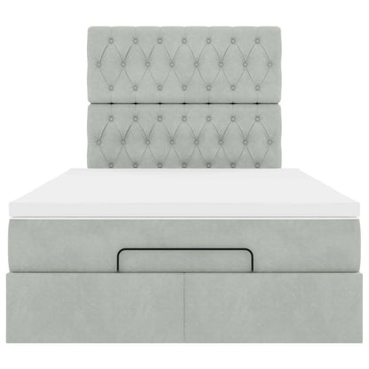 vidaXL Lit ottoman avec matelas et LED Gris clair 120x200 cm Velours