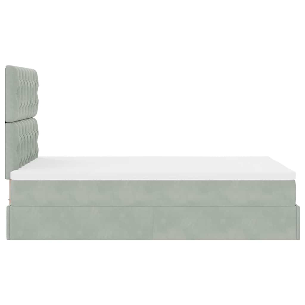 vidaXL Lit ottoman avec matelas et LED Gris clair 120x200 cm Velours