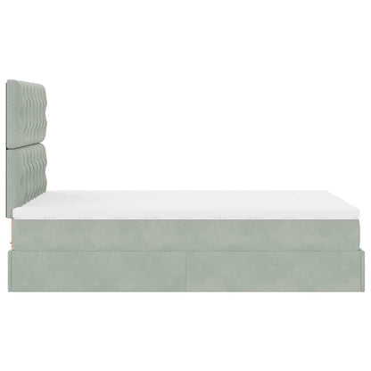 vidaXL Lit ottoman avec matelas et LED Gris clair 120x200 cm Velours