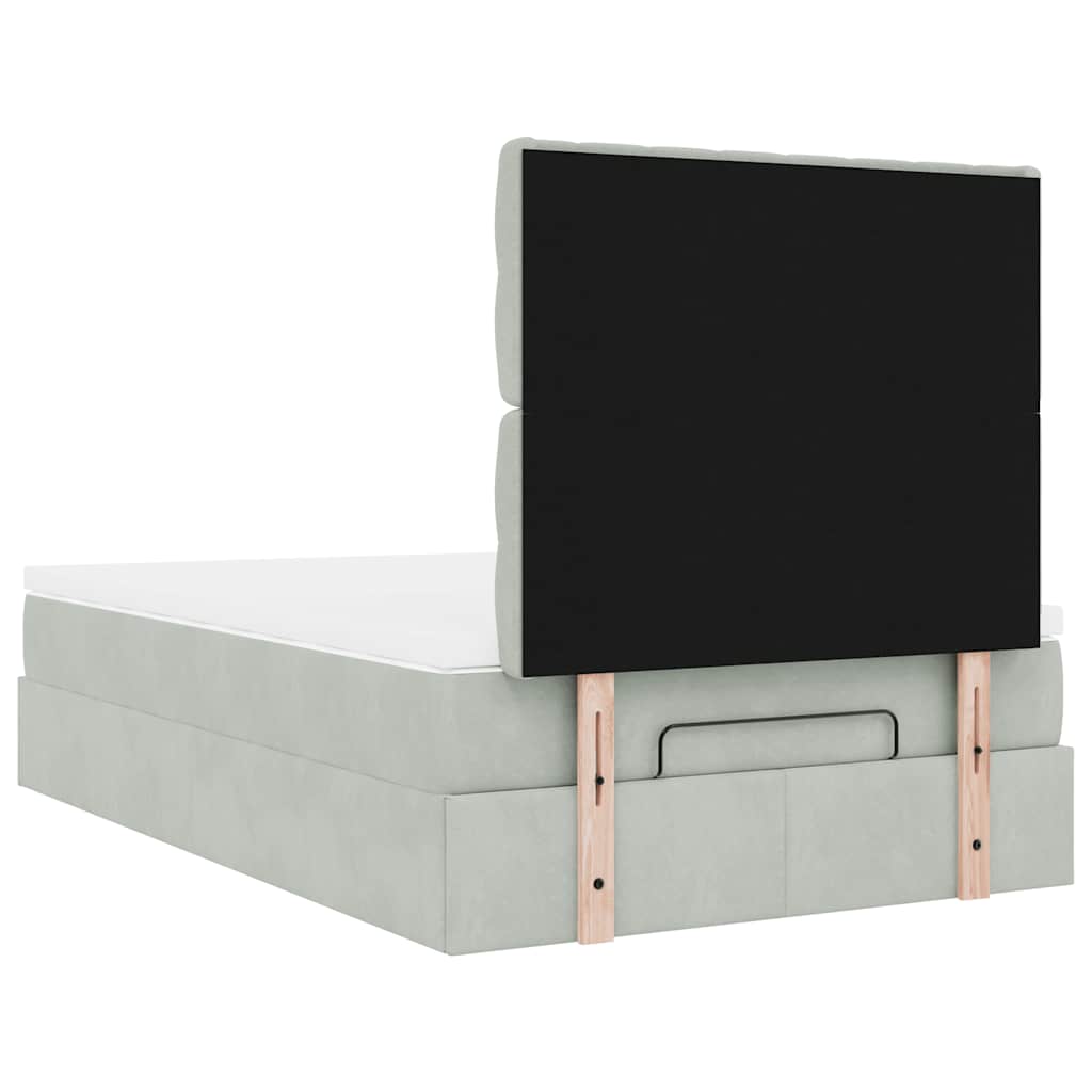 vidaXL Lit ottoman avec matelas et LED Gris clair 120x200 cm Velours