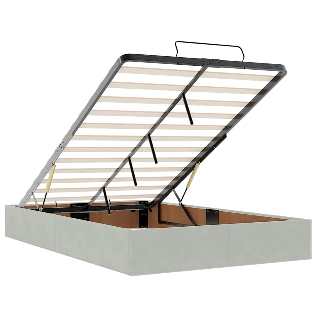 vidaXL Lit ottoman avec matelas et LED Gris clair 120x200 cm Velours