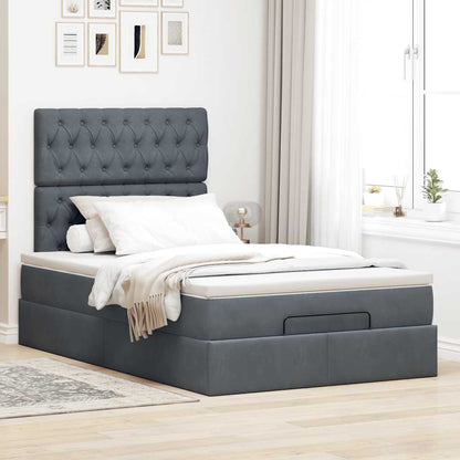 vidaXL Lit ottoman avec matelas et LED gris foncé 120x200 cm Velours