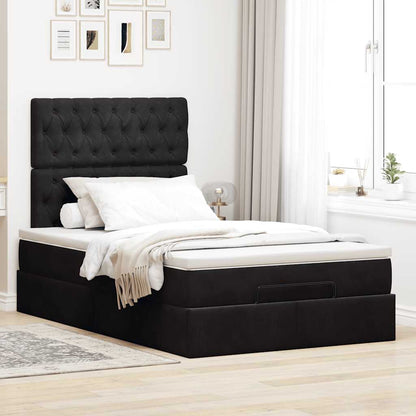 vidaXL Ottoman-Bett mit Matratzen & LEDs Schwarz 120x200 cm Samt