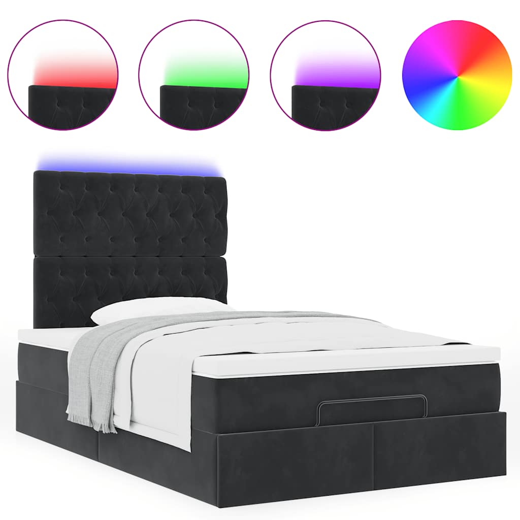 vidaXL Ottoman-Bett mit Matratzen & LEDs Schwarz 120x200 cm Samt