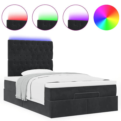 vidaXL Ottoman-Bett mit Matratzen & LEDs Schwarz 120x200 cm Samt