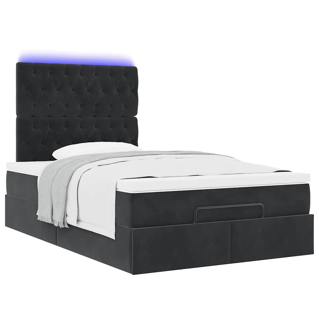 vidaXL Ottoman-Bett mit Matratzen & LEDs Schwarz 120x200 cm Samt