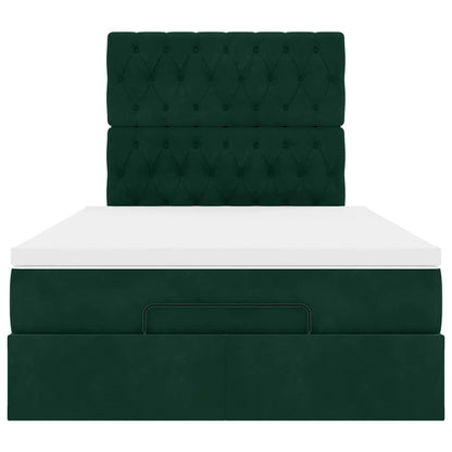 Ottoman-Bett mit Matratzen & LEDs Dunkelgrün 120x200 cm Samt