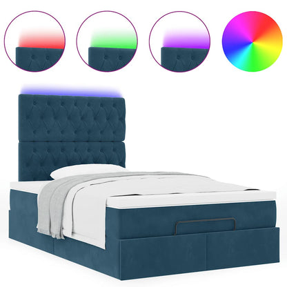 Ottoman-Bett mit Matratzen & LEDs Dunkelblau 120x200 cm Samt
