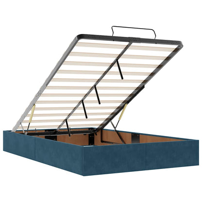 Ottoman-Bett mit Matratzen & LEDs Dunkelblau 120x200 cm Samt