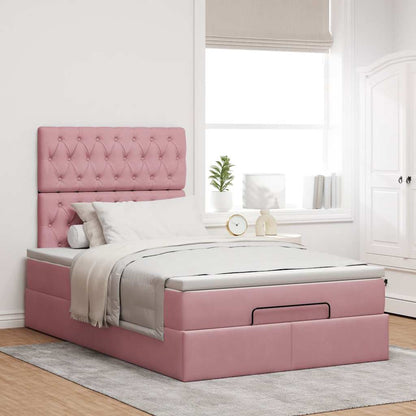 vidaXL Lit ottoman avec matelas et LED Rose 120x200 cm Velours