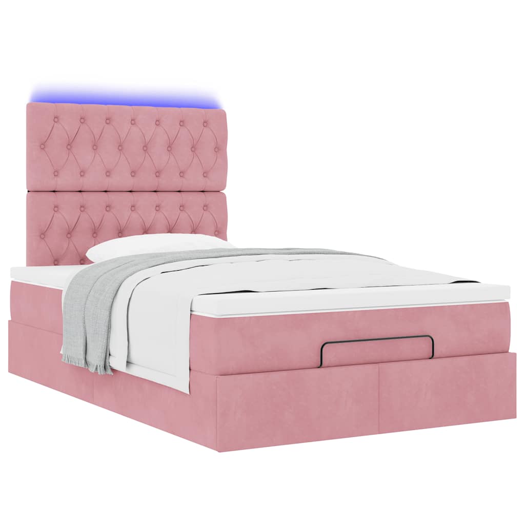 vidaXL Lit ottoman avec matelas et LED Rose 120x200 cm Velours