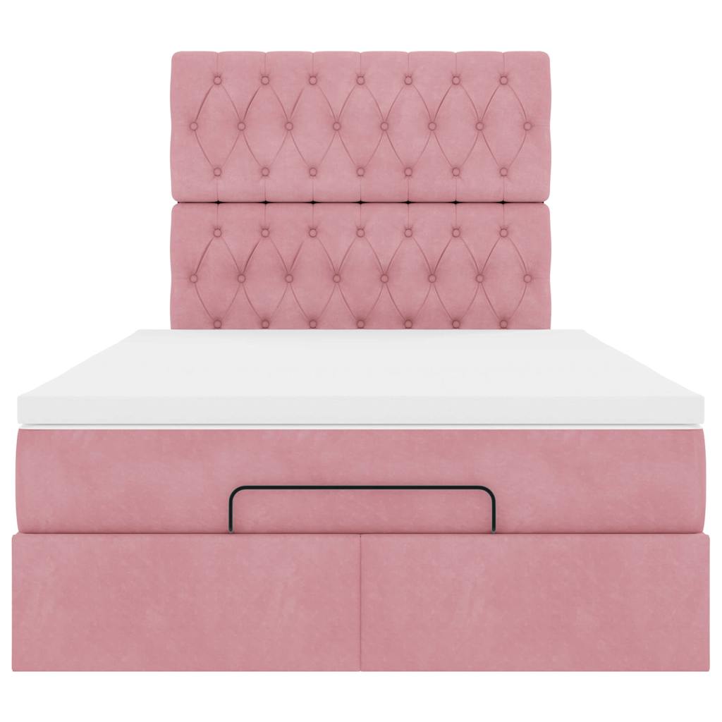 vidaXL Lit ottoman avec matelas et LED Rose 120x200 cm Velours
