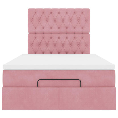 vidaXL Lit ottoman avec matelas et LED Rose 120x200 cm Velours