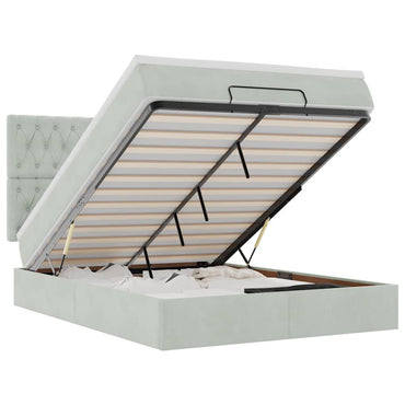 vidaXL Ottoman-Bett mit Matratzen & LEDs Hellgrau 140x190 cm Samt