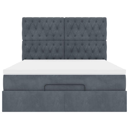 vidaXL Ottoman-Bett mit Matratzen & LEDs Dunkelgrau 140x190 cm Samt