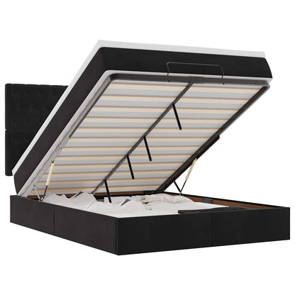 Ottoman-Bett mit Matratzen & LEDs Schwarz 140x190 cm Samt