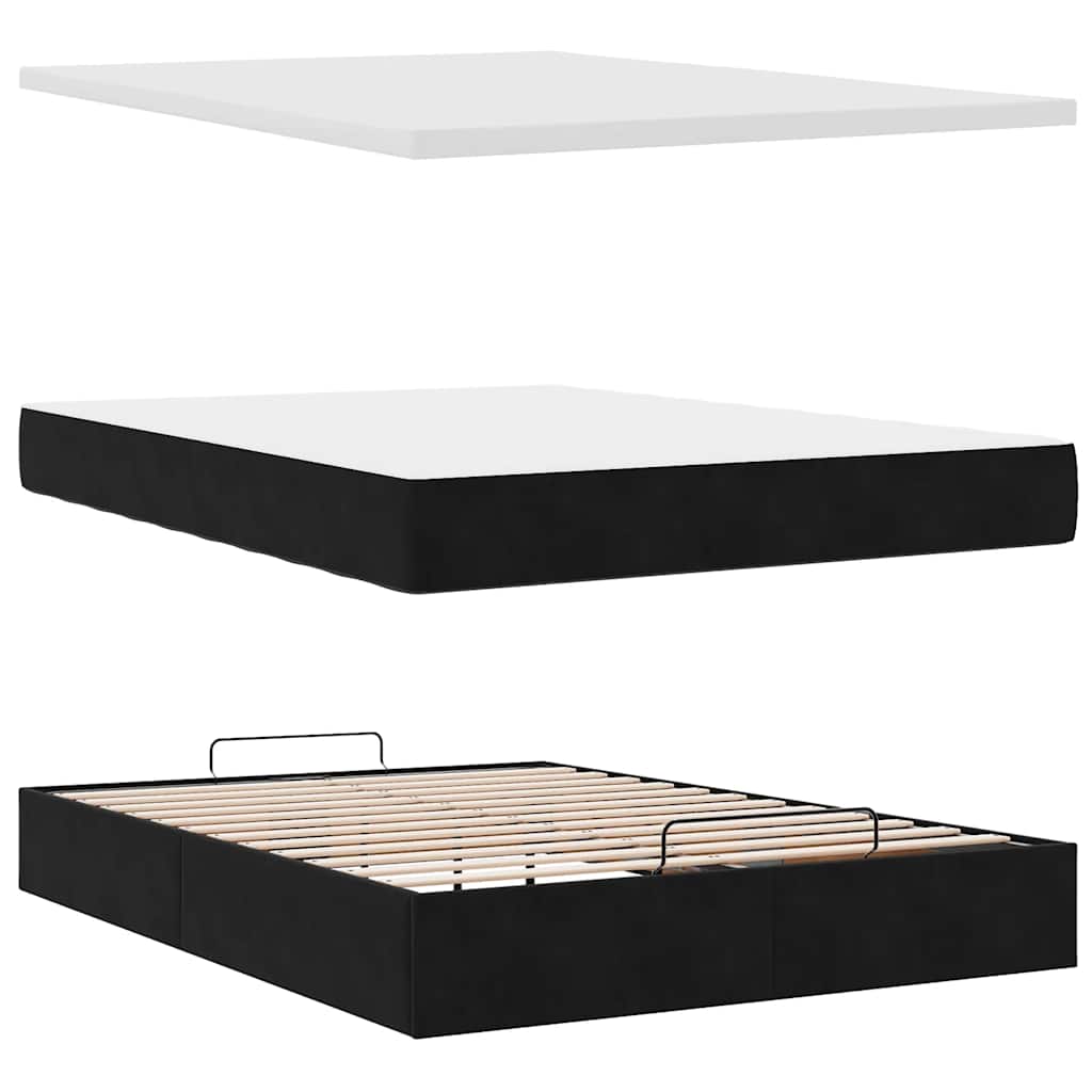 vidaXL Ottoman-Bett mit Matratzen & LEDs Schwarz 140x190 cm Samt