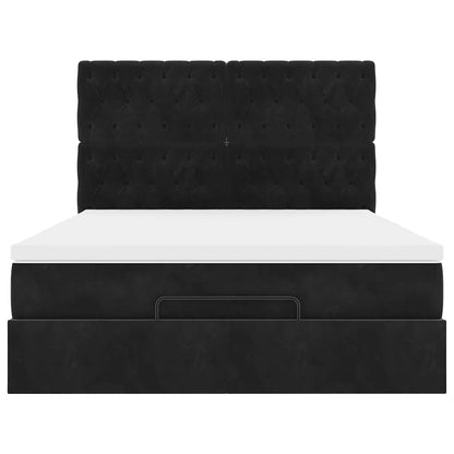 Ottoman-Bett mit Matratzen & LEDs Schwarz 140x190 cm Samt