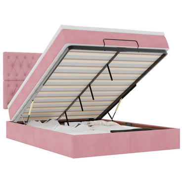 vidaXL Ottoman-Bett mit Matratzen & LEDs Rosa 140x190 cm Samt