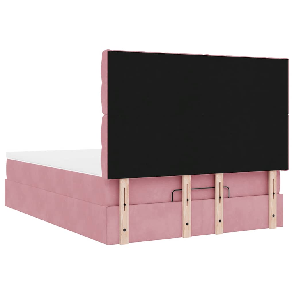 vidaXL Ottoman-Bett mit Matratzen & LEDs Rosa 140x190 cm Samt
