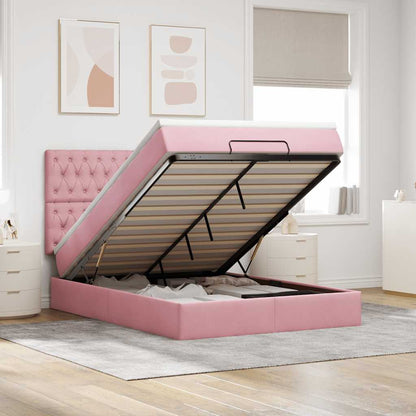 vidaXL Ottoman-Bett mit Matratzen & LEDs Rosa 140x190 cm Samt