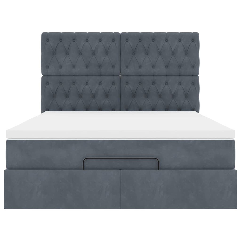 vidaXL Lit ottoman avec matelas et LED gris foncé 140x200 cm Velours