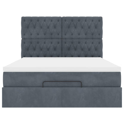 vidaXL Lit ottoman avec matelas et LED gris foncé 140x200 cm Velours
