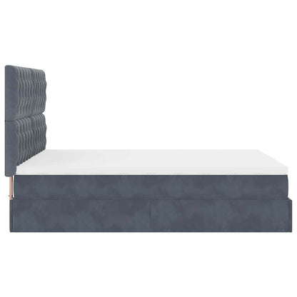 vidaXL Lit ottoman avec matelas et LED gris foncé 140x200 cm Velours