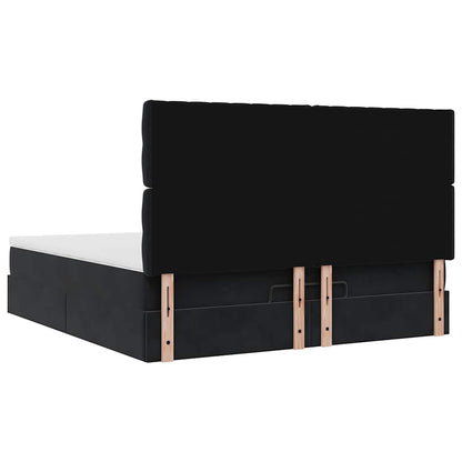 vidaXL Ottoman-Bett mit Matratzen & LEDs Schwarz 160x200 cm Samt