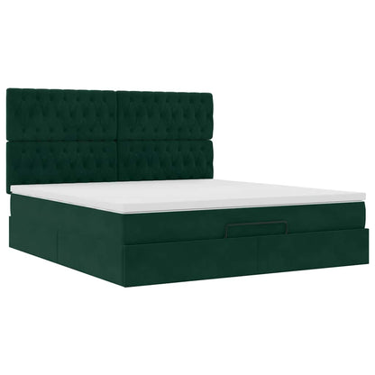 vidaXL Lit de repos avec matelas et LED vert foncé 160x200 cm Velours