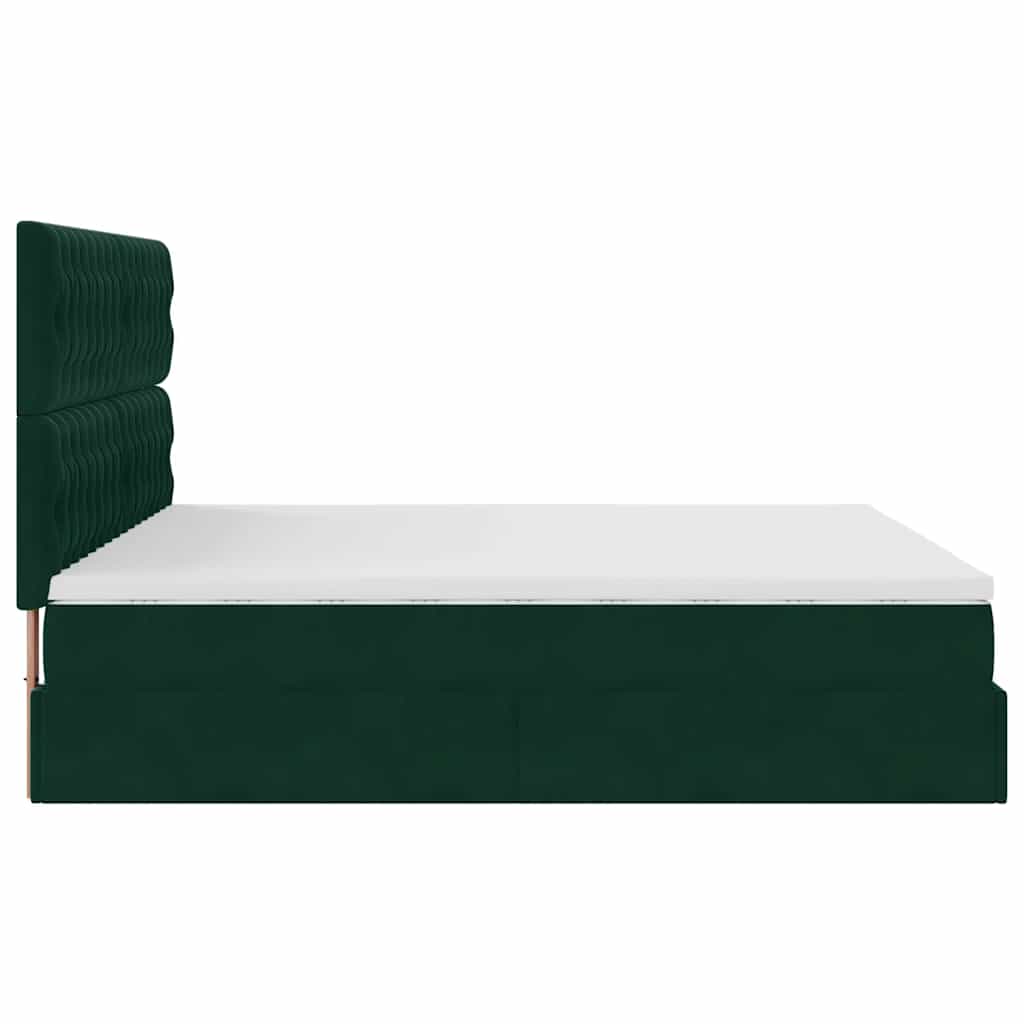 vidaXL Lit de repos avec matelas et LED vert foncé 160x200 cm Velours