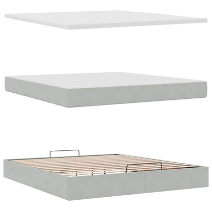 vidaXL Ottoman-Bett mit Matratzen & LEDs Hellgrau 180x200 cm Samt