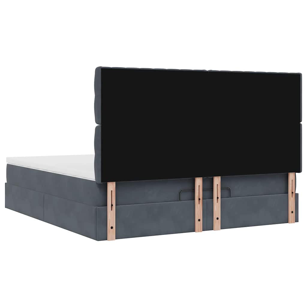 vidaXL Ottoman-Bett mit Matratzen & LEDs Dunkelgrau 180x200 cm Samt