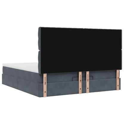 vidaXL Ottoman-Bett mit Matratzen & LEDs Dunkelgrau 180x200 cm Samt
