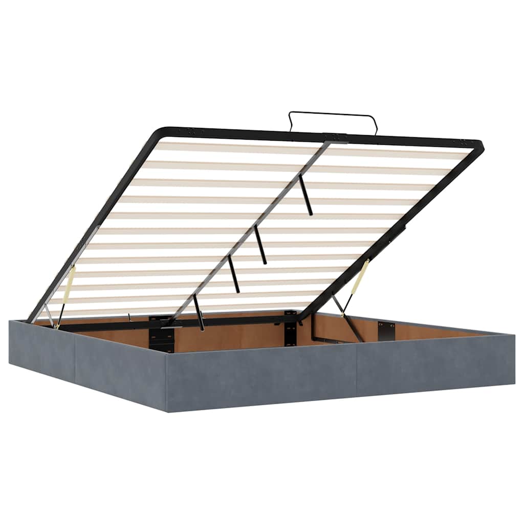 vidaXL Ottoman-Bett mit Matratzen & LEDs Dunkelgrau 180x200 cm Samt