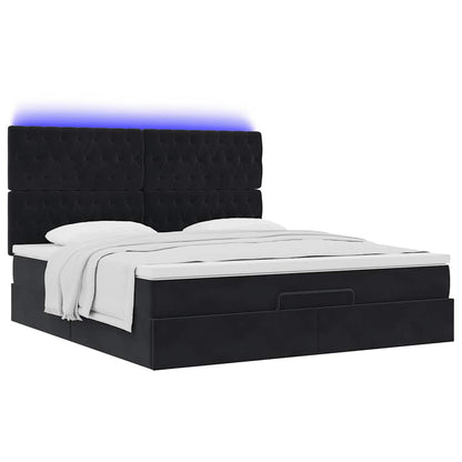 vidaXL Lit ottoman avec matelas et LED Noir 180x200 cm Velours