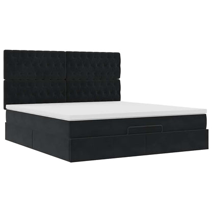 vidaXL Lit ottoman avec matelas et LED Noir 180x200 cm Velours