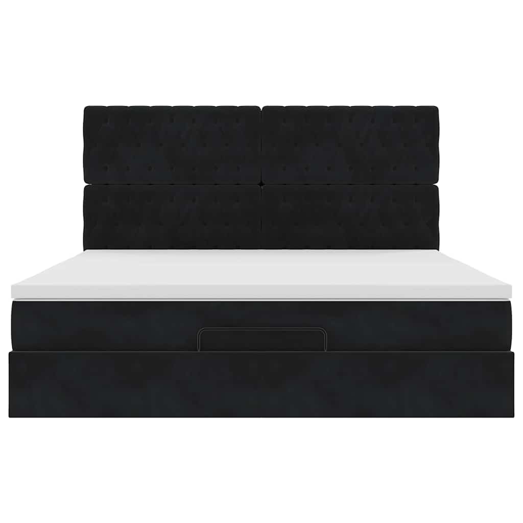 vidaXL Lit ottoman avec matelas et LED Noir 180x200 cm Velours