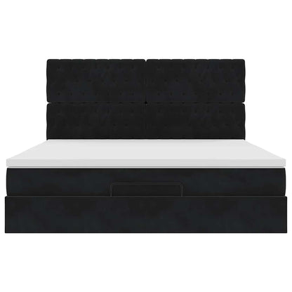 vidaXL Lit ottoman avec matelas et LED Noir 180x200 cm Velours