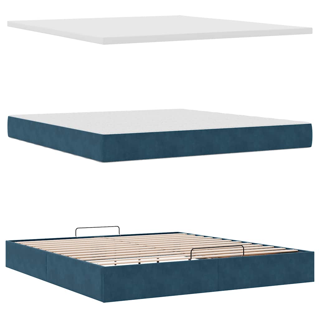 vidaXL Lit Ottoman avec matelas et LED Bleu foncé 180x200 cm Velours