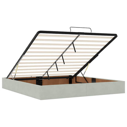 vidaXL Ottoman-Bett mit Matratzen & LEDs Hellgrau 200x200 cm Samt