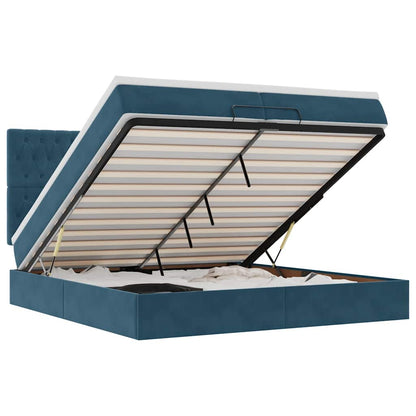 Ottoman-Bett mit Matratzen & LED Dunkelblau 200x200 cm Samt