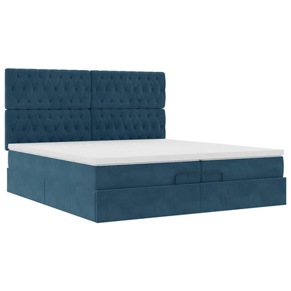 Ottoman-Bett mit Matratzen & LED Dunkelblau 200x200 cm Samt
