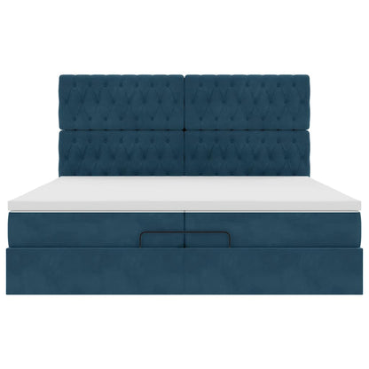 Ottoman-Bett mit Matratzen & LED Dunkelblau 200x200 cm Samt