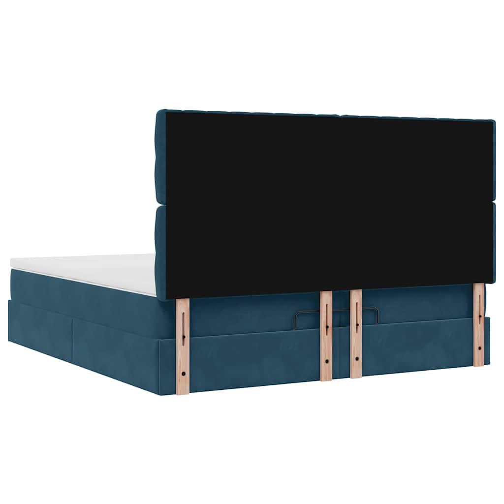 Ottoman-Bett mit Matratzen & LED Dunkelblau 200x200 cm Samt