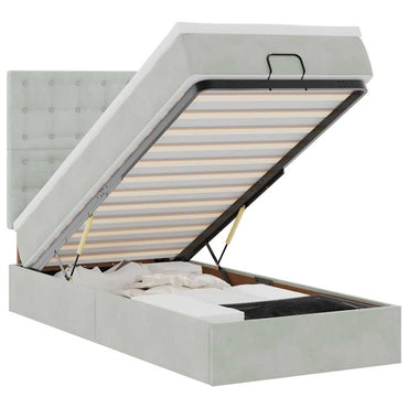 vidaXL Ottoman-Bett mit Matratzen & LEDs Hellgrau 80x200 cm Samt