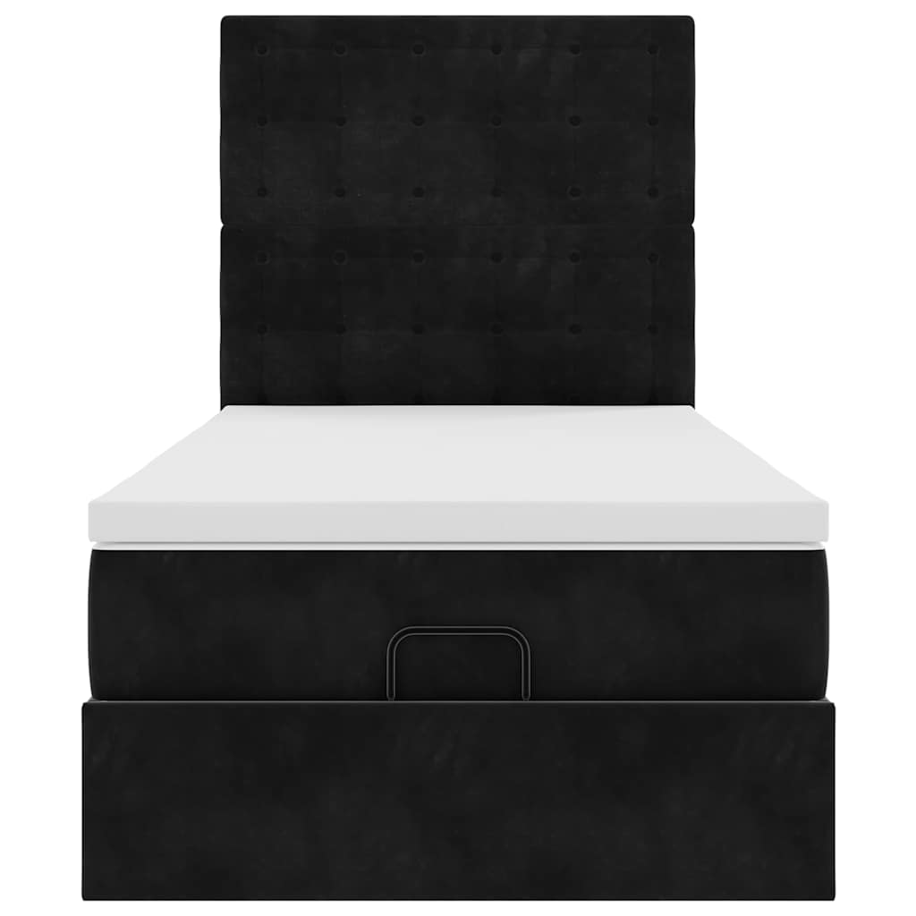vidaXL Lit ottoman avec matelas et LED Noir 80x200 cm Velours