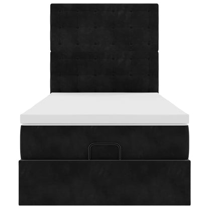 vidaXL Lit ottoman avec matelas et LED Noir 80x200 cm Velours